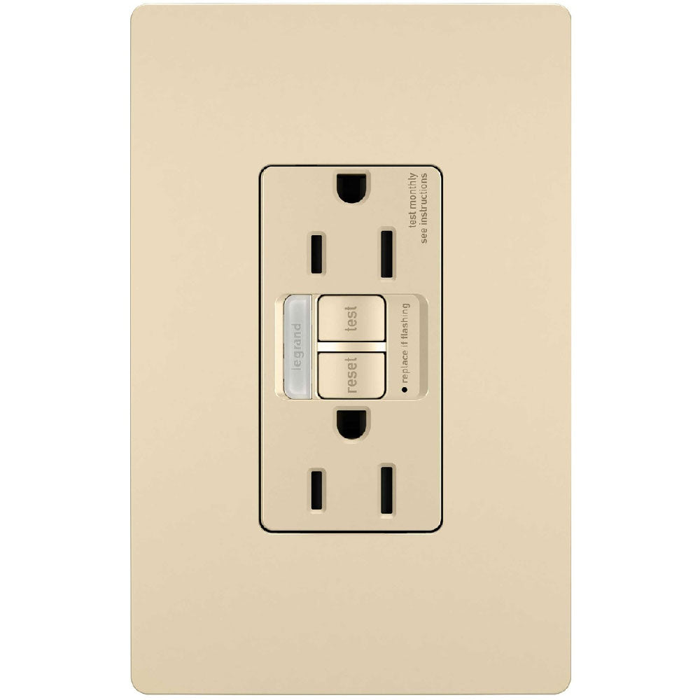 radiant Tamper-Resistant 15A GFCI Receptacle with Night Light, Ivory - Bees Lighting