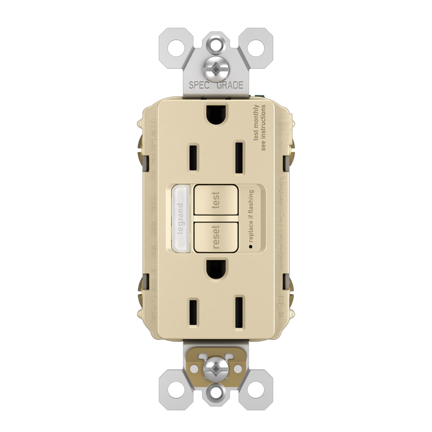 radiant Tamper-Resistant 15A GFCI Receptacle with Night Light, Ivory - Bees Lighting