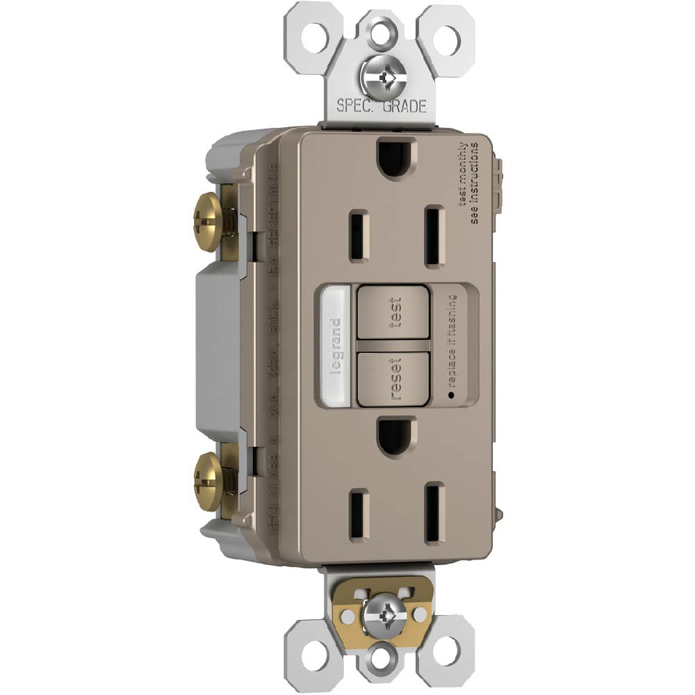 radiant Tamper-Resistant 15A GFCI Receptacle with Night Light, Nickel - Bees Lighting
