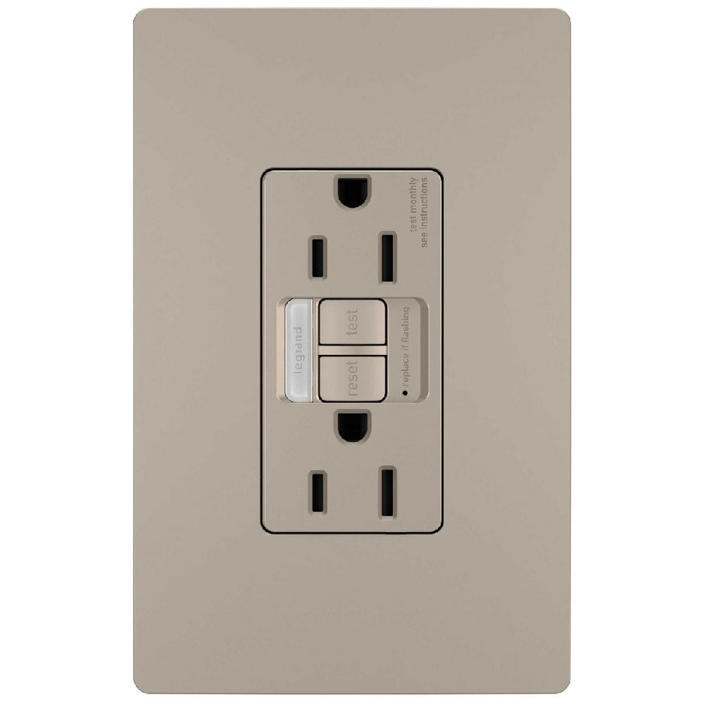 radiant Tamper-Resistant 15A GFCI Receptacle with Night Light, Nickel - Bees Lighting
