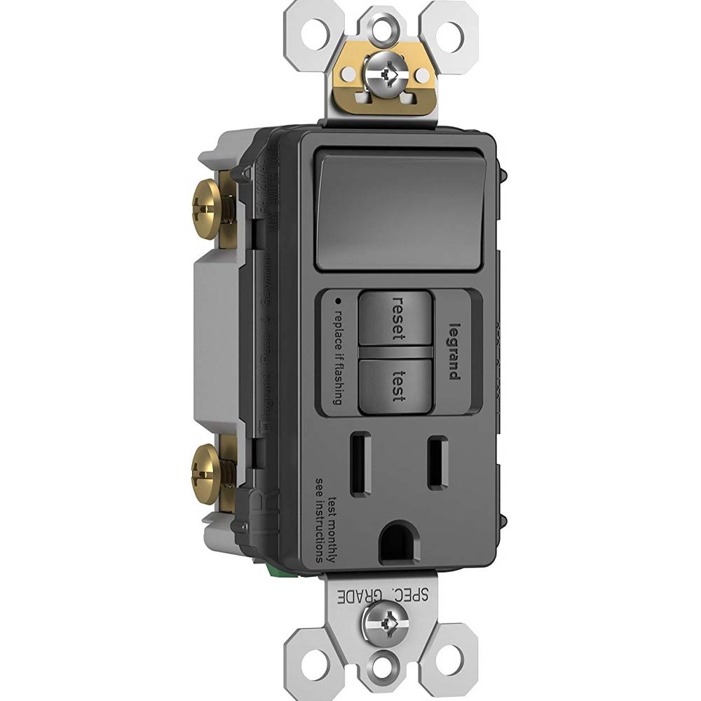 radiant Single Pole Switch and Tamper-Resistant 15A GFCI Receptacle, Black - Bees Lighting