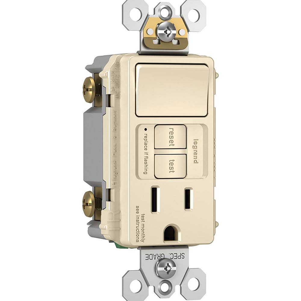radiant Single Pole Switch and Tamper-Resistant 15A GFCI Receptacle, Light Almond - Bees Lighting