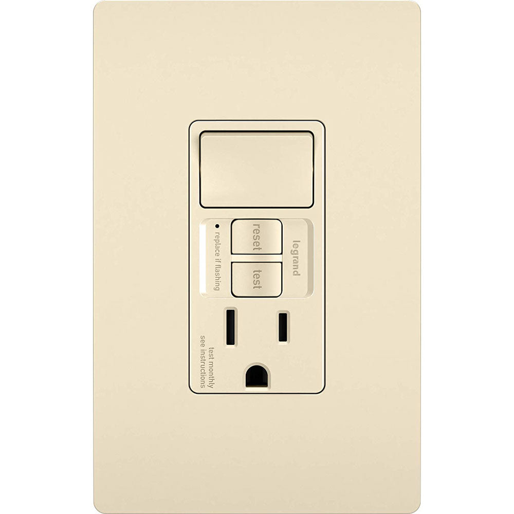 radiant Single Pole Switch and Tamper-Resistant 15A GFCI Receptacle, Light Almond - Bees Lighting
