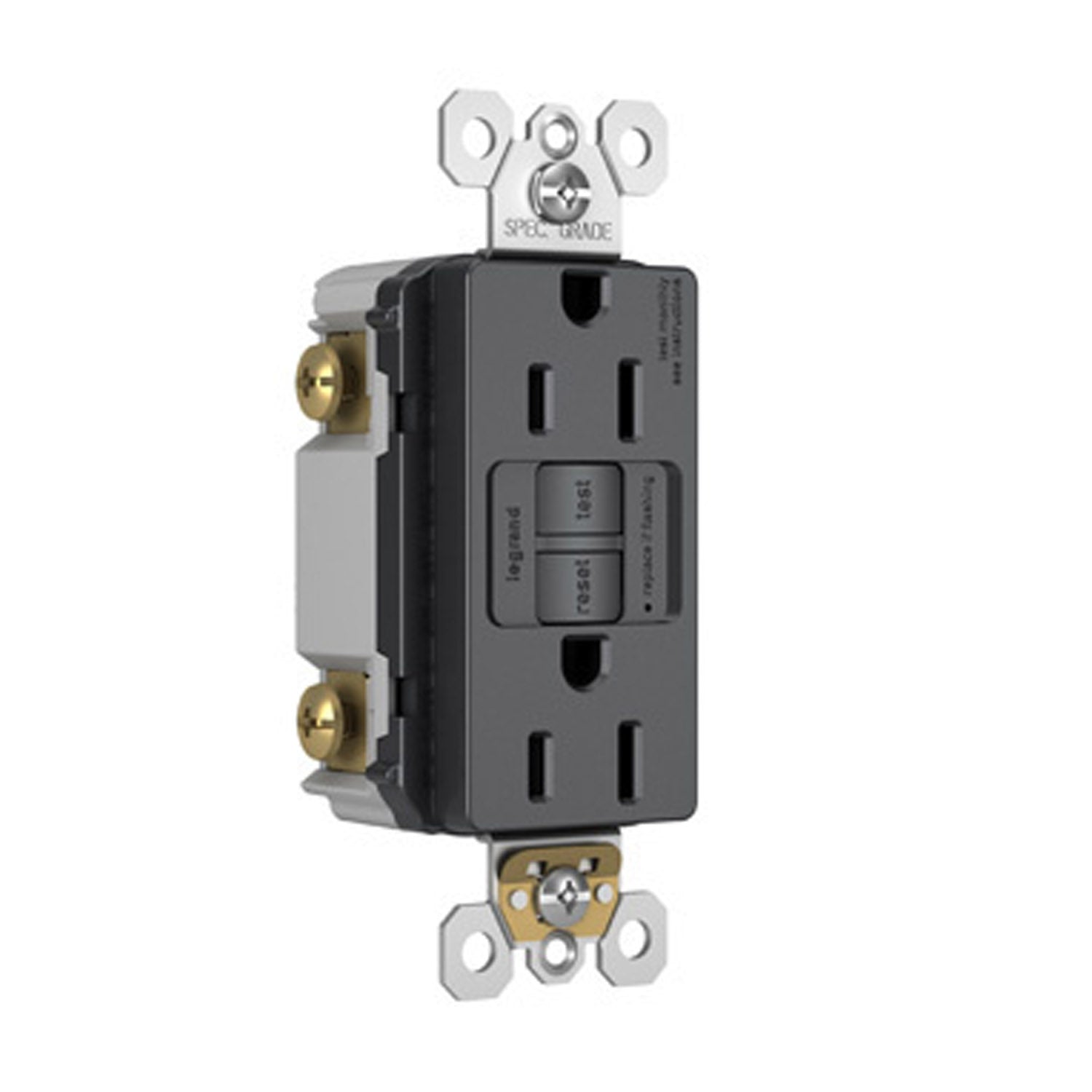 radiant Tamper-Resistant 15A Duplex Self-Test GFCI Receptacle, Graphite - Bees Lighting