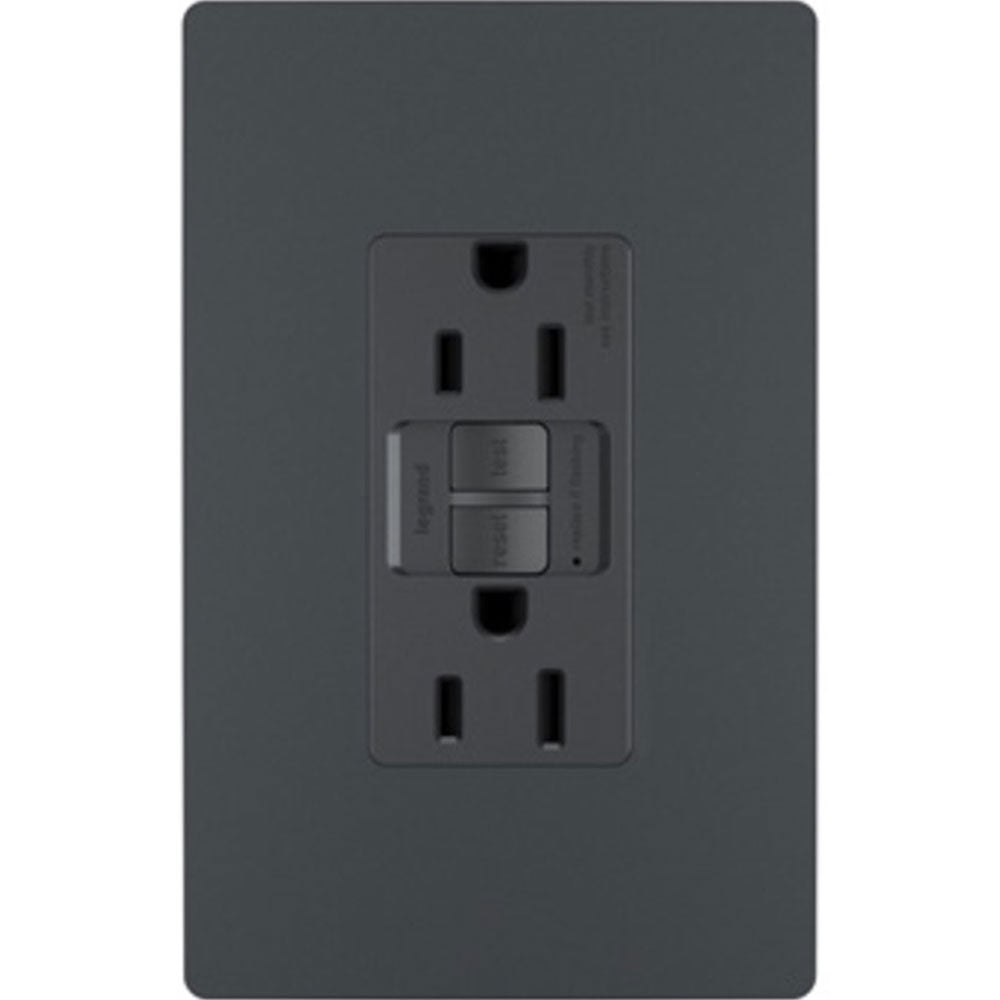 radiant Tamper-Resistant 15A Duplex Self-Test GFCI Receptacle, Graphite - Bees Lighting