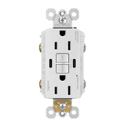 radiant Tamper-Resistant 15A Self-Test GFCI Receptacle, USB Type C/C, White - Bees Lighting
