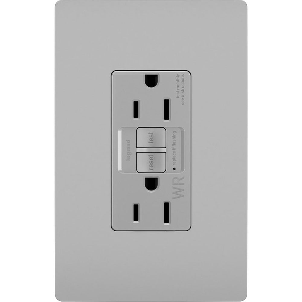 radiant Tamper-Resistant Weather-Resistant 15A Self-Test GFCI Receptacle, Gray - Bees Lighting