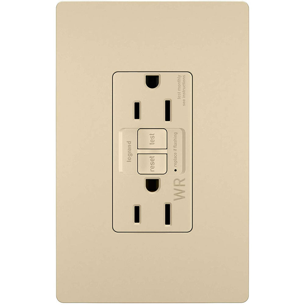 radiant Tamper-Resistant Weather-Resistant 15A Self-Test GFCI Receptacle, Ivory - Bees Lighting