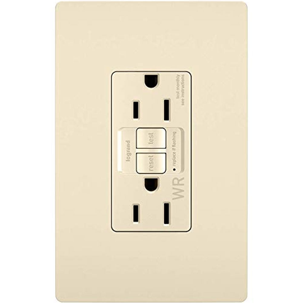 radiant Tamper-Resistant Weather-Resistant 15A Self-Test GFCI Receptacle, Light Almond - Bees Lighting