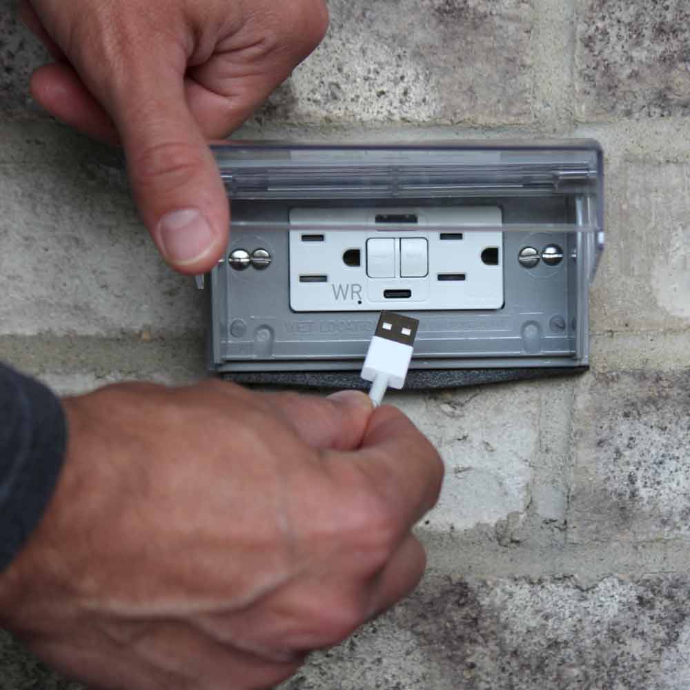 radiant Tamper-Resistant Weather-Resistant 15A GFCI Receptacle, USB Type A/C, Gray - Bees Lighting