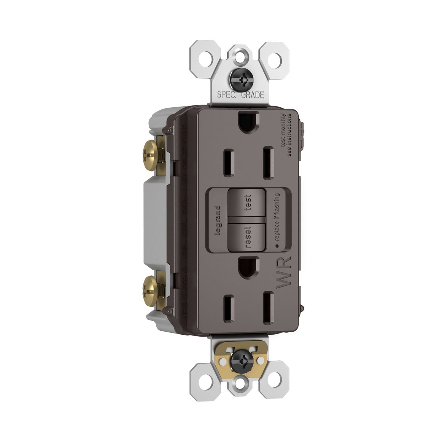 radiant Tamper-Resistant Weather-Resistant 15A Self-Test GFCI Receptacle, Brown - Bees Lighting