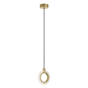 Halo 8" LED Mini Pendant, Light Antique Brass Finish - Bees Lighting