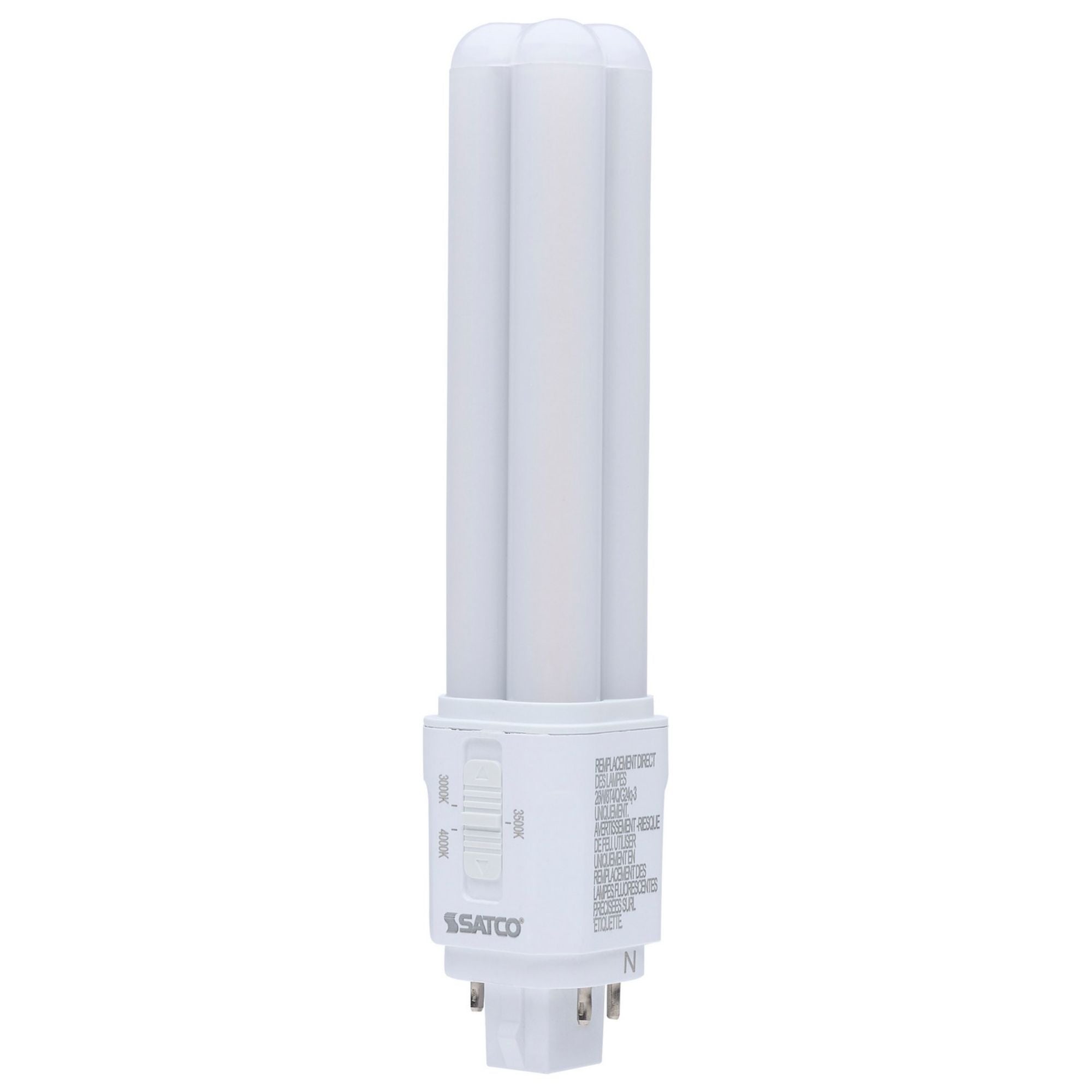 4 pin PL LED Lamp, 9.5W, 1200 Lumens, Direct or Bypass, 30K|35K|40K, G24q Base