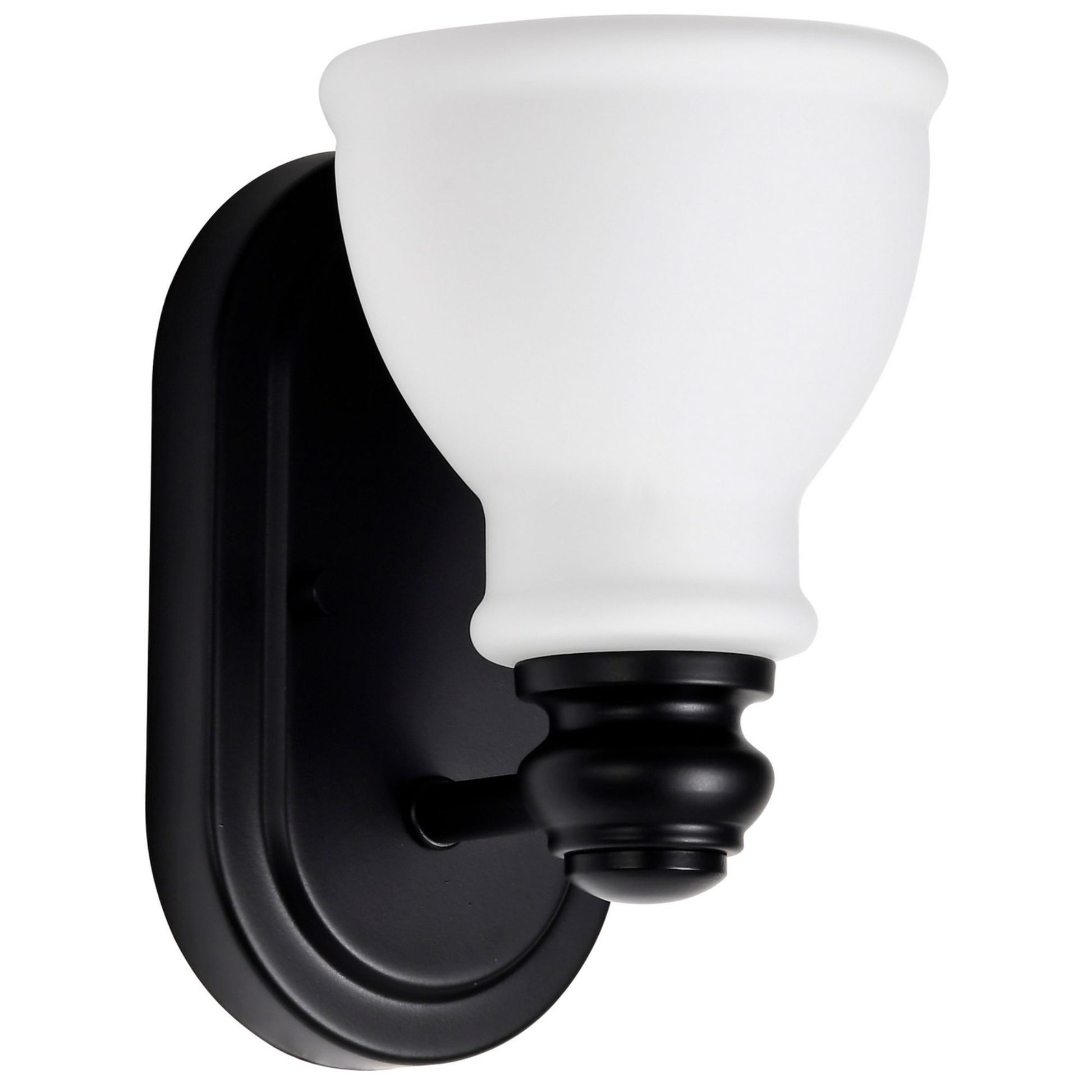 Russel Bathroom Vanity Light, Matte Black Finish, Satin White Glass - Bees Lighting