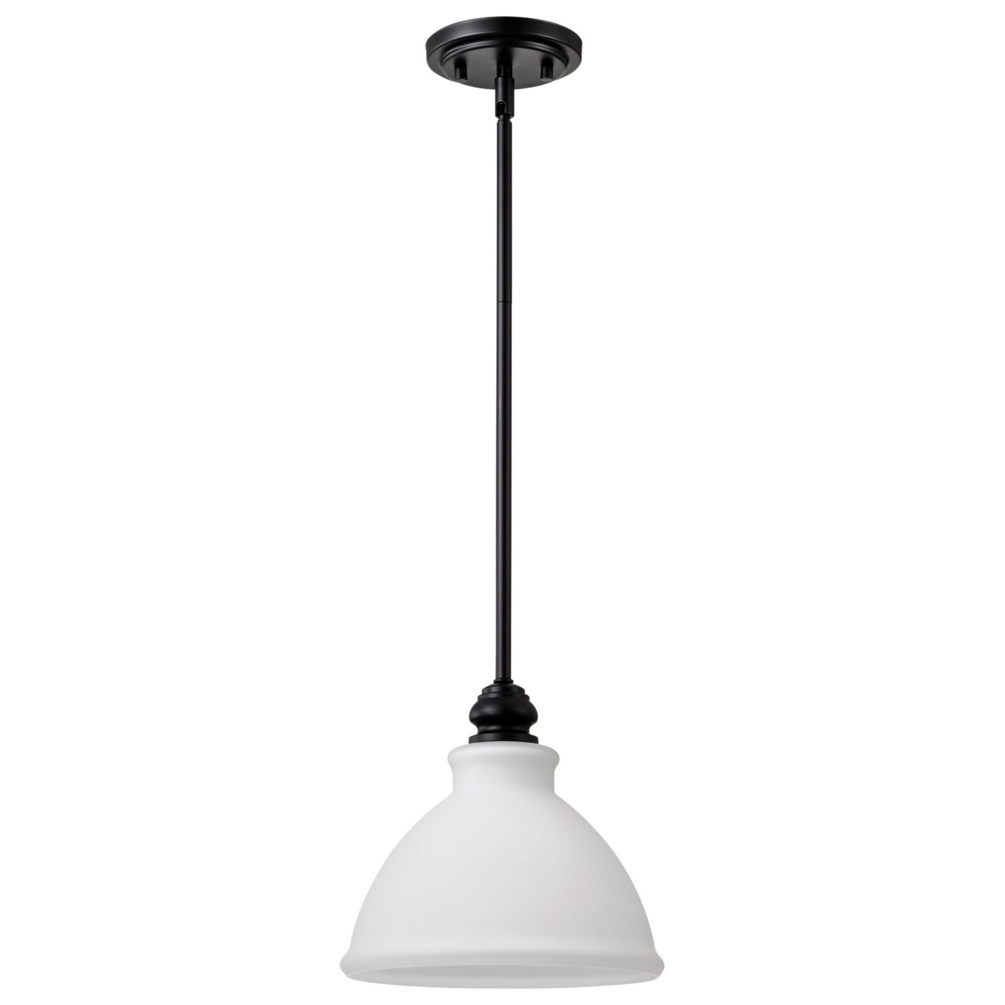 Russel Pendant Light, Matte Black Finish, Satin White Glass - Bees Lighting