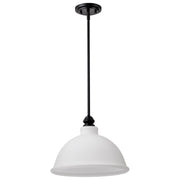 Russel Pendant Light, Matte Black Finish, Satin White Glass - Bees Lighting
