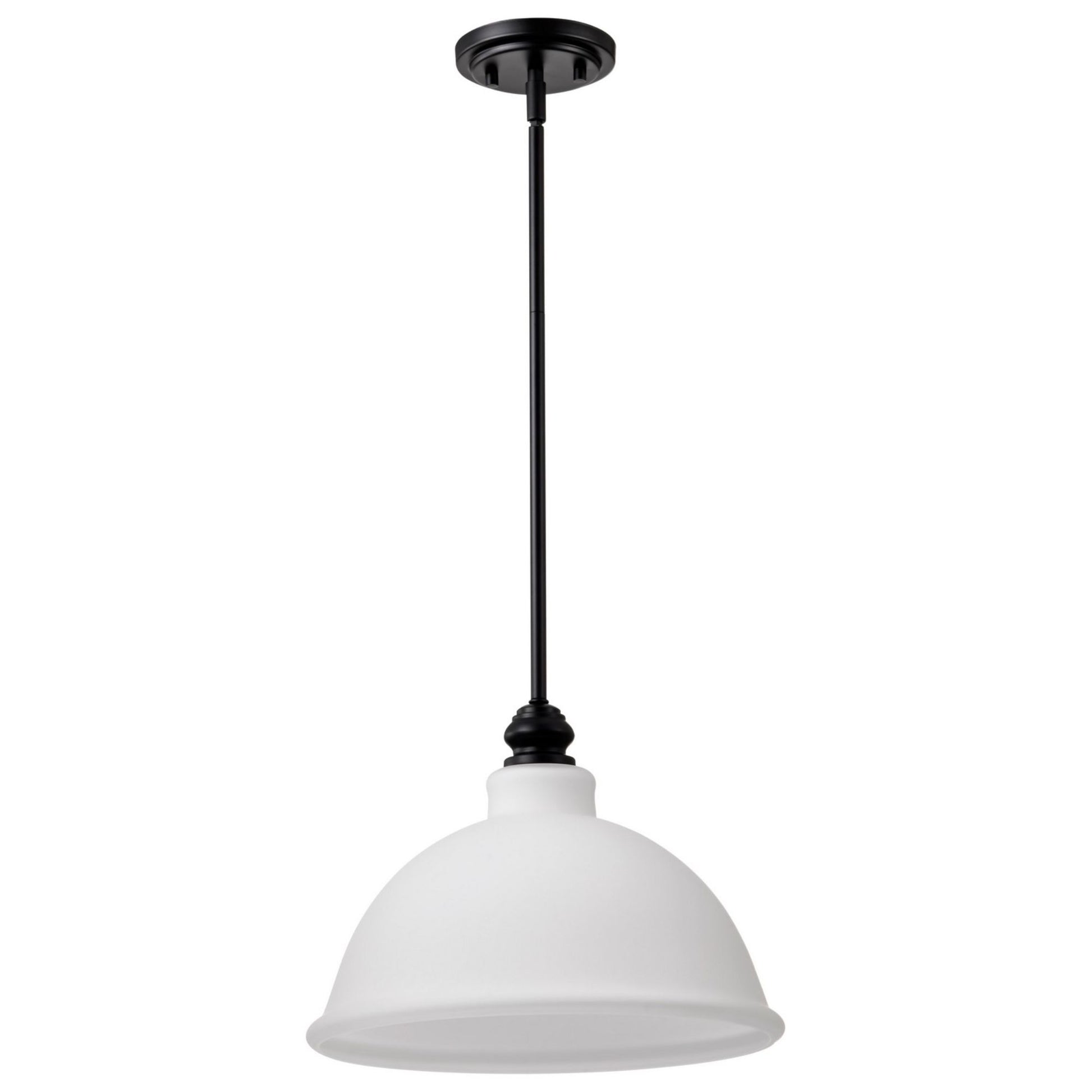 Russel Pendant Light, Matte Black Finish, Satin White Glass - Bees Lighting