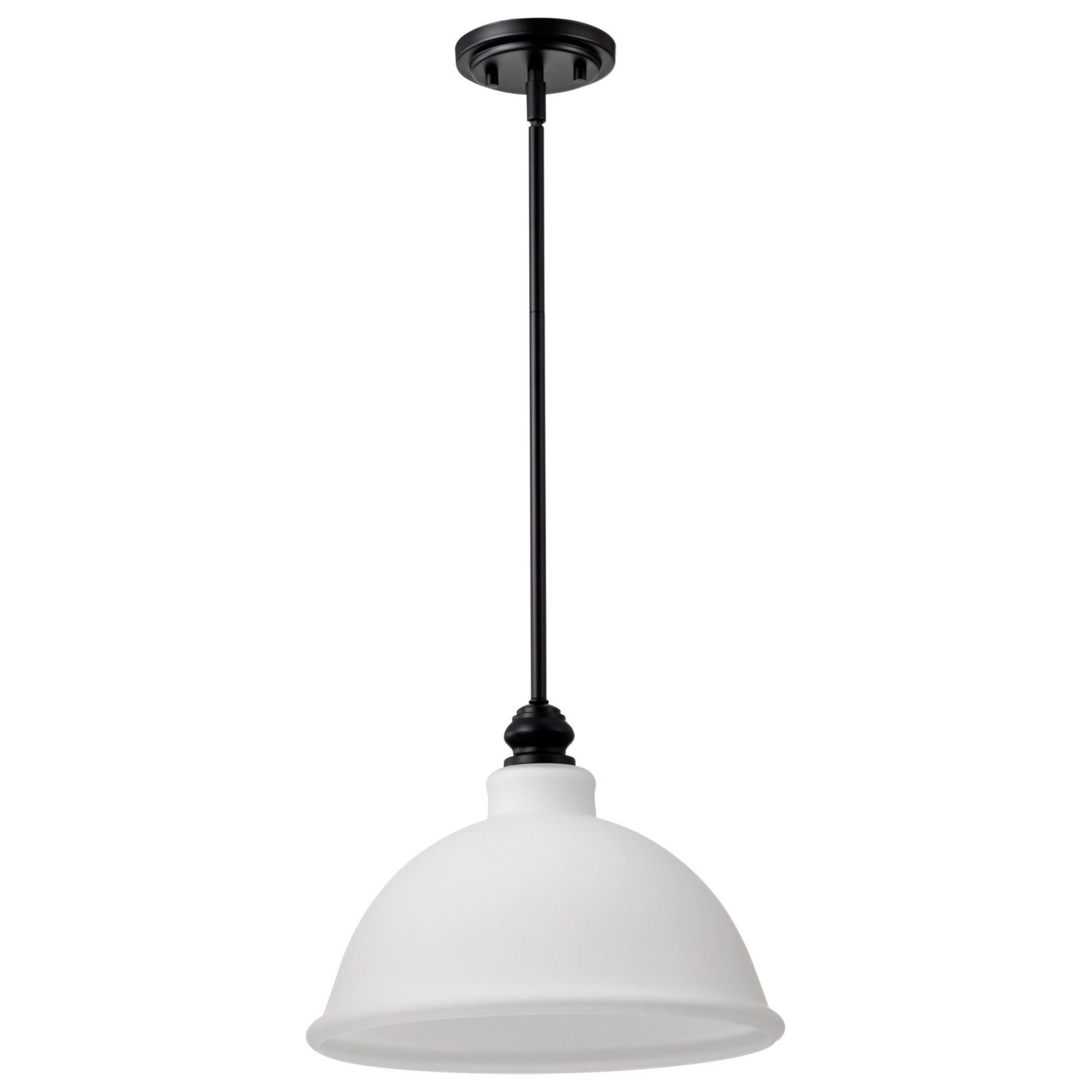 Russel Pendant Light, Matte Black Finish, Satin White Glass - Bees Lighting
