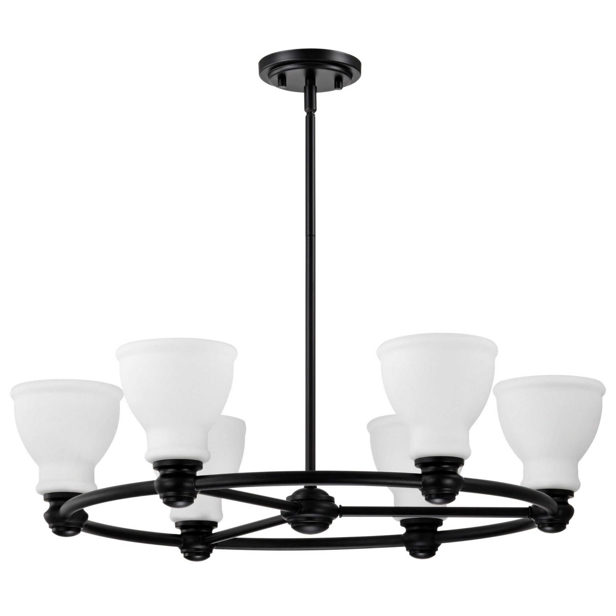 Russel 28" 6 Lights Chandelier, Matte Black Finish