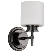 Warren Bathroom Vanity Light, Gun Metal Finish, Satin White Glass - Bees Lighting