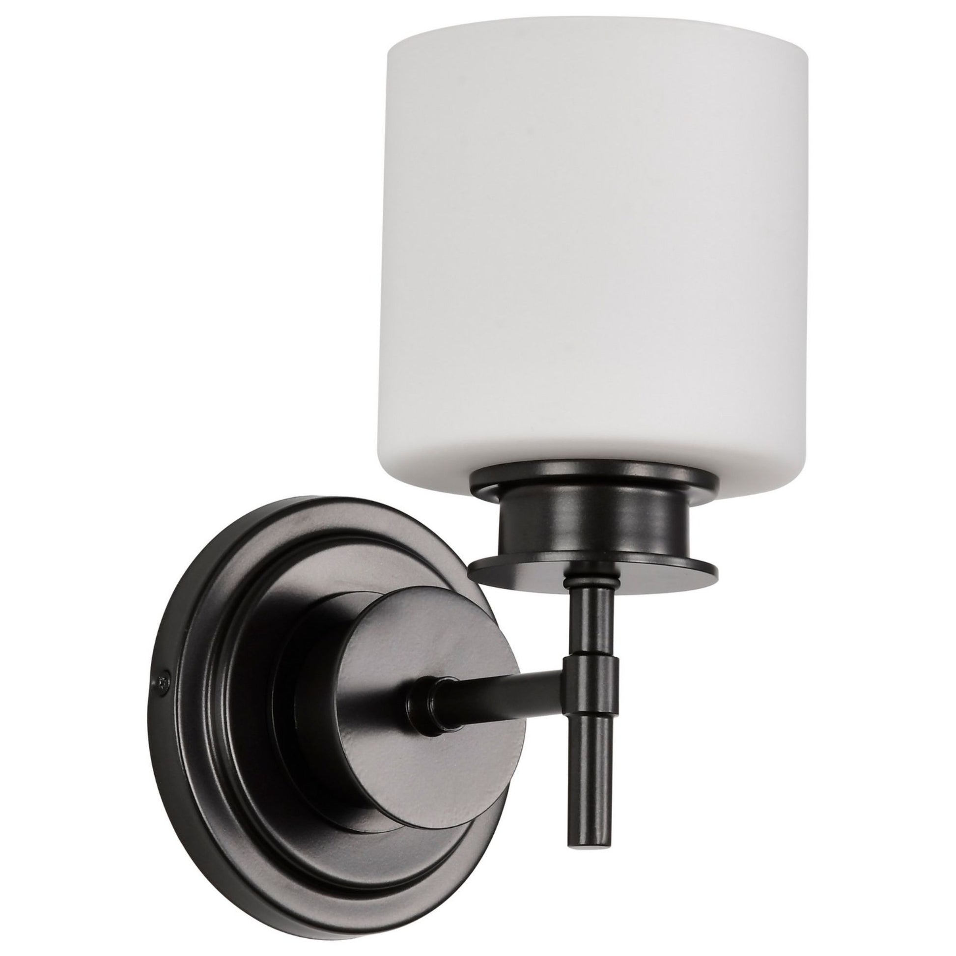 Warren Bathroom Vanity Light, Gun Metal Finish, Satin White Glass - Bees Lighting
