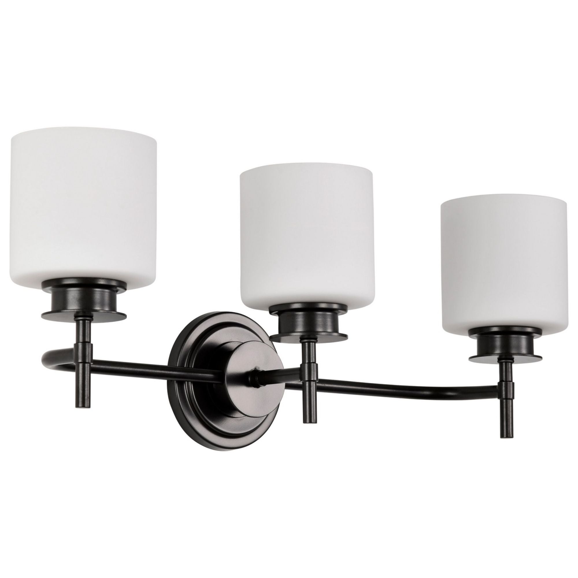 Warren Bathroom Vanity Light, Gun Metal Finish, Satin White Glass - Bees Lighting