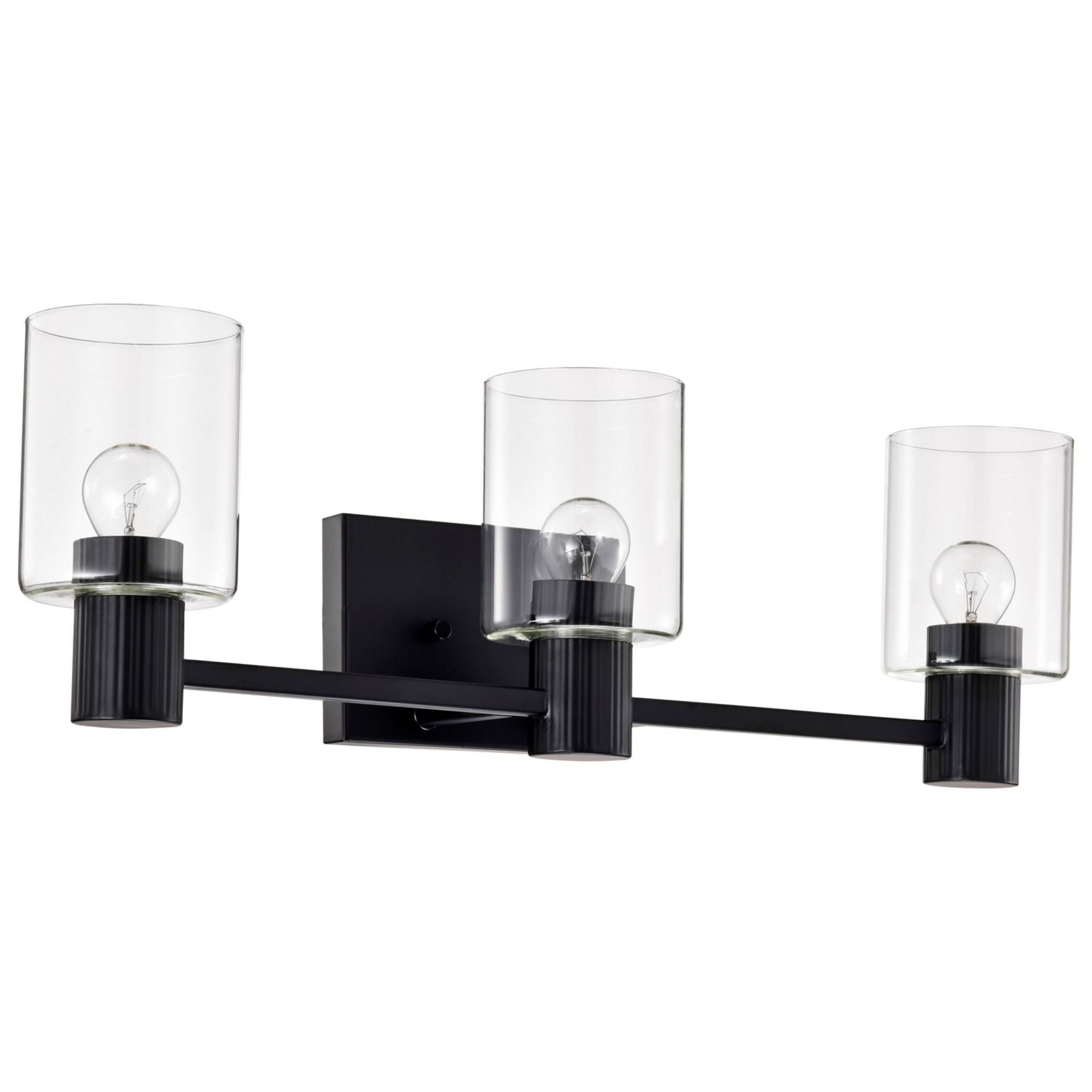 Clarksville Vanity Light, Matte Black Finish, Clear Glass - Bees Lighting