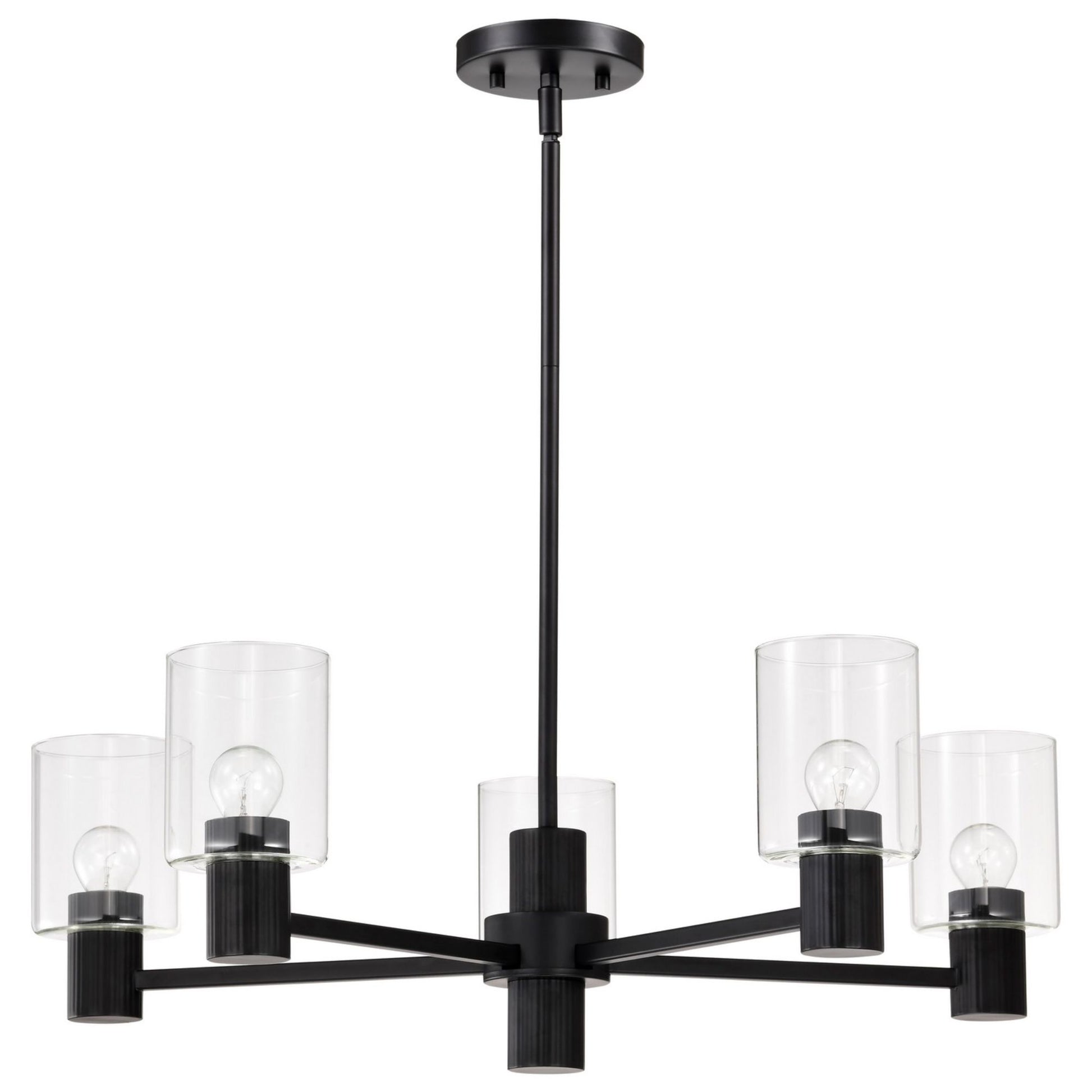 Clarksville 28" 5 Lights Chandelier, Matte Black Finish - Bees Lighting