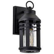 Wilton 1 Light Outdoor Wall Light, Matte Black Finish, Clear Seeded Glass - Bees Lighting
