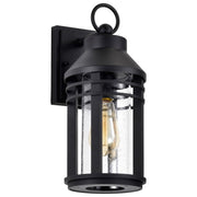 Wilton 1 Light Outdoor Wall Light, Matte Black Finish, Clear Seeded Glass - Bees Lighting