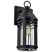 Wilton 1 Light Outdoor Wall Light, Matte Black Finish, Clear Seeded Glass - Bees Lighting