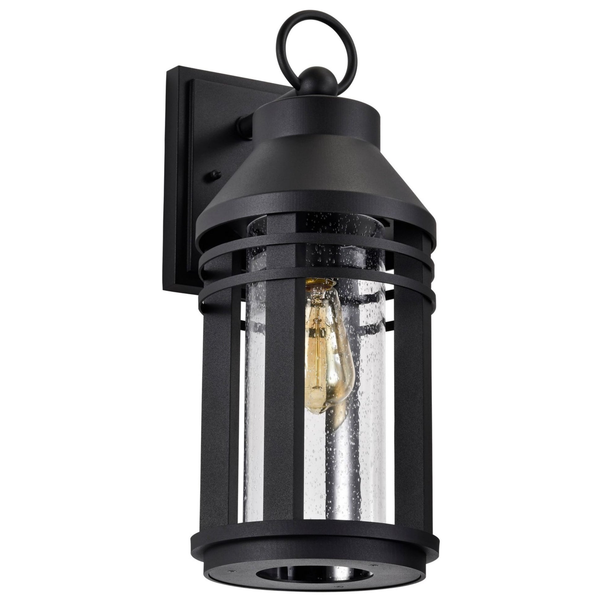Wilton 1 Light Outdoor Wall Light, Matte Black Finish, Clear Seeded Glass - Bees Lighting