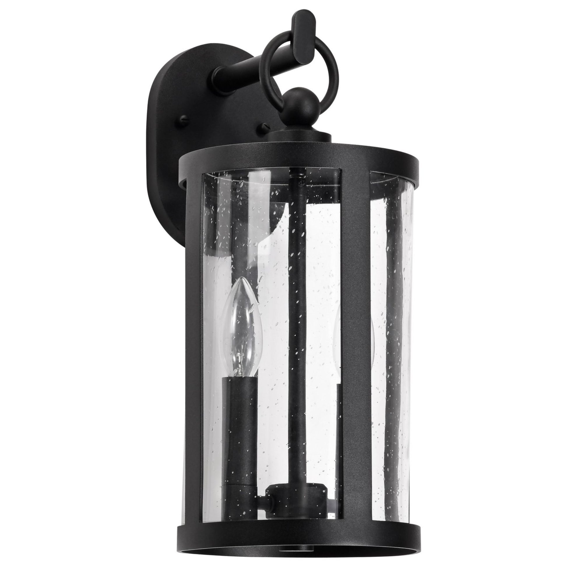 Broadstone Outdoor Wall Light, Matte Black Finish, Clear Seeded Glass - Bees Lighting