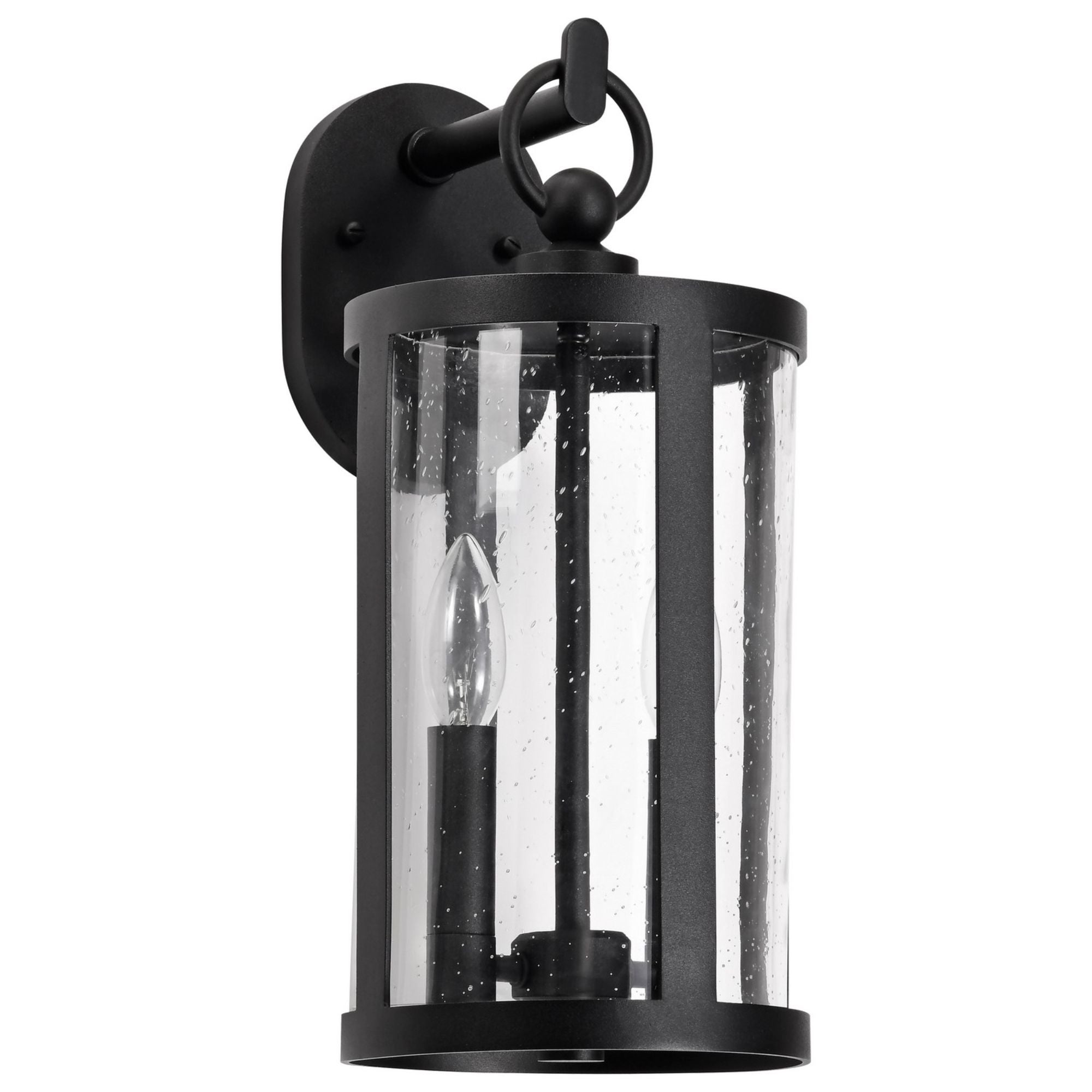 Broadstone Outdoor Wall Light, Matte Black Finish, Clear Seeded Glass - Bees Lighting