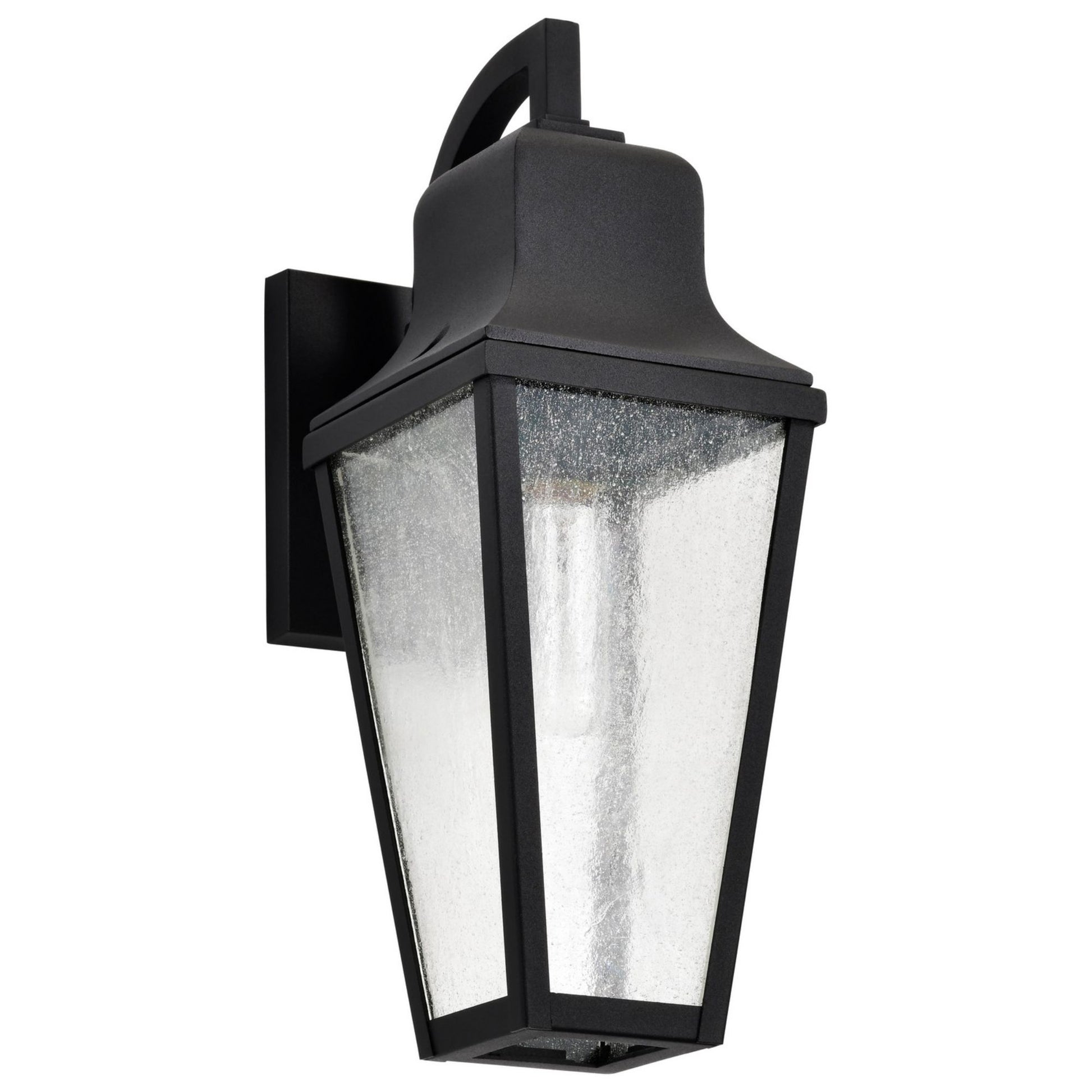 Lawrence 1 Light Outdoor Wall Light, Matte Black Finish, Clear Seeded Glass - Bees Lighting