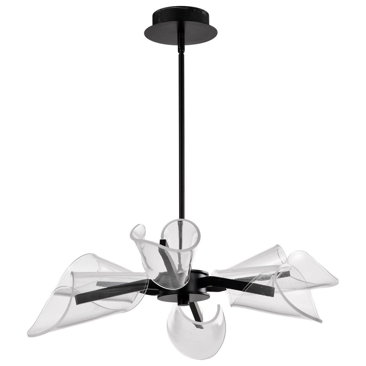 Sedona LED Chandelier, Matte Black Finish, Silk Screened Acrylic Lens - Bees Lighting