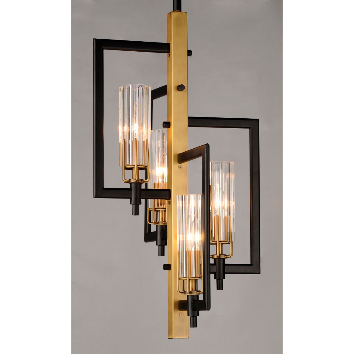 Flambeau 13 in. 4 Lights Chandelier, Black|Antique Brass - Bees Lighting
