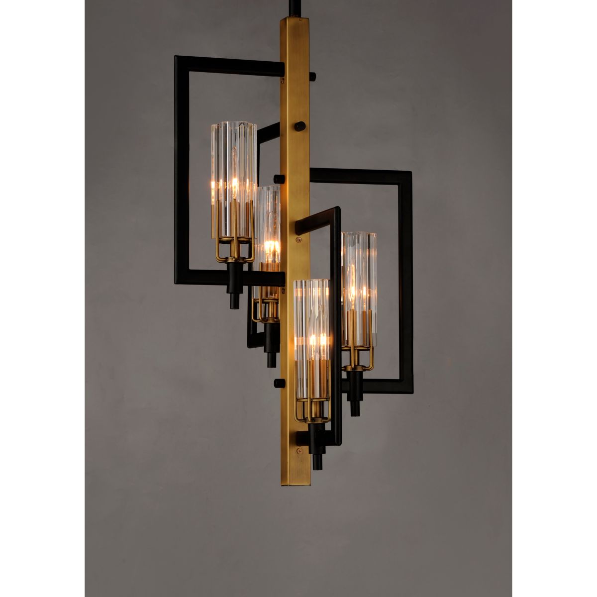 Flambeau 13 in. 4 Lights Chandelier, Black|Antique Brass - Bees Lighting