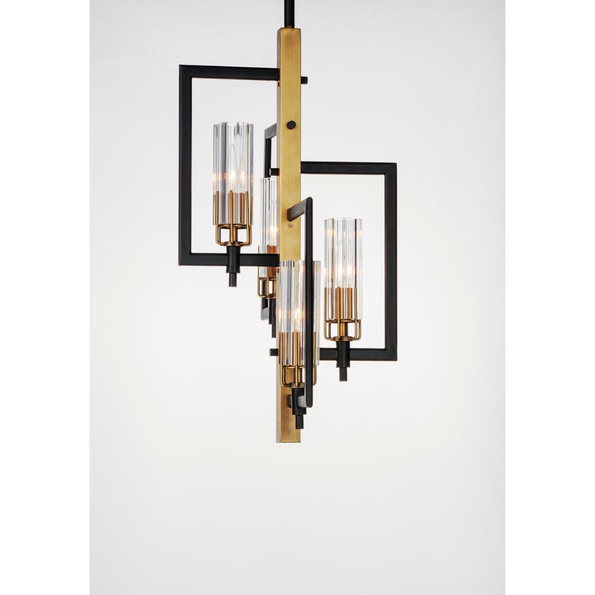 Flambeau 13 in. 4 Lights Chandelier, Black|Antique Brass - Bees Lighting