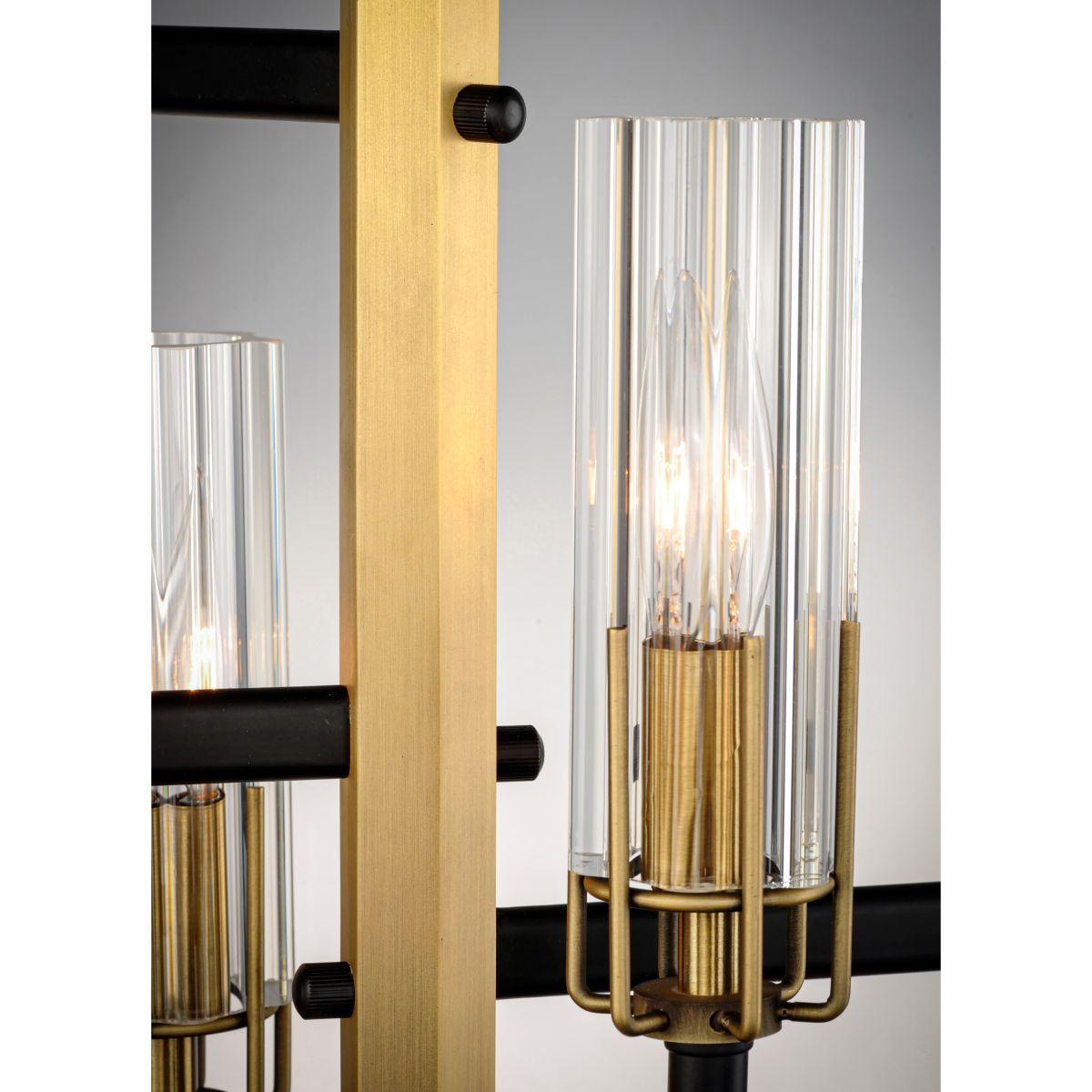 Flambeau 13 in. 4 Lights Chandelier, Black|Antique Brass - Bees Lighting