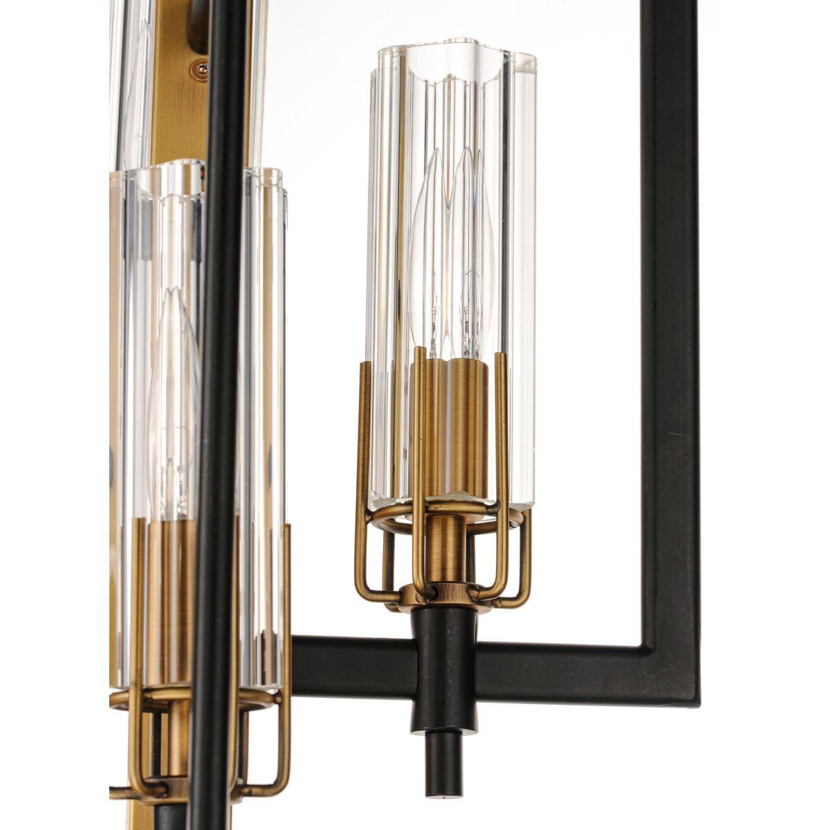 Flambeau 19 in. 6 Lights Chandelier, Black|Antique Brass - Bees Lighting