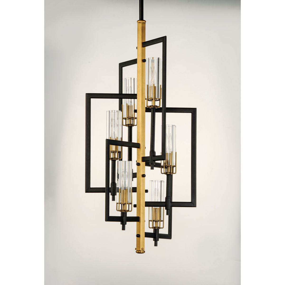 Flambeau 19 in. 6 Lights Chandelier, Black|Antique Brass - Bees Lighting