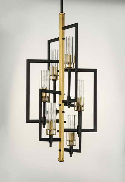 Flambeau 19 in. 6 Lights Chandelier, Black|Antique Brass - Bees Lighting