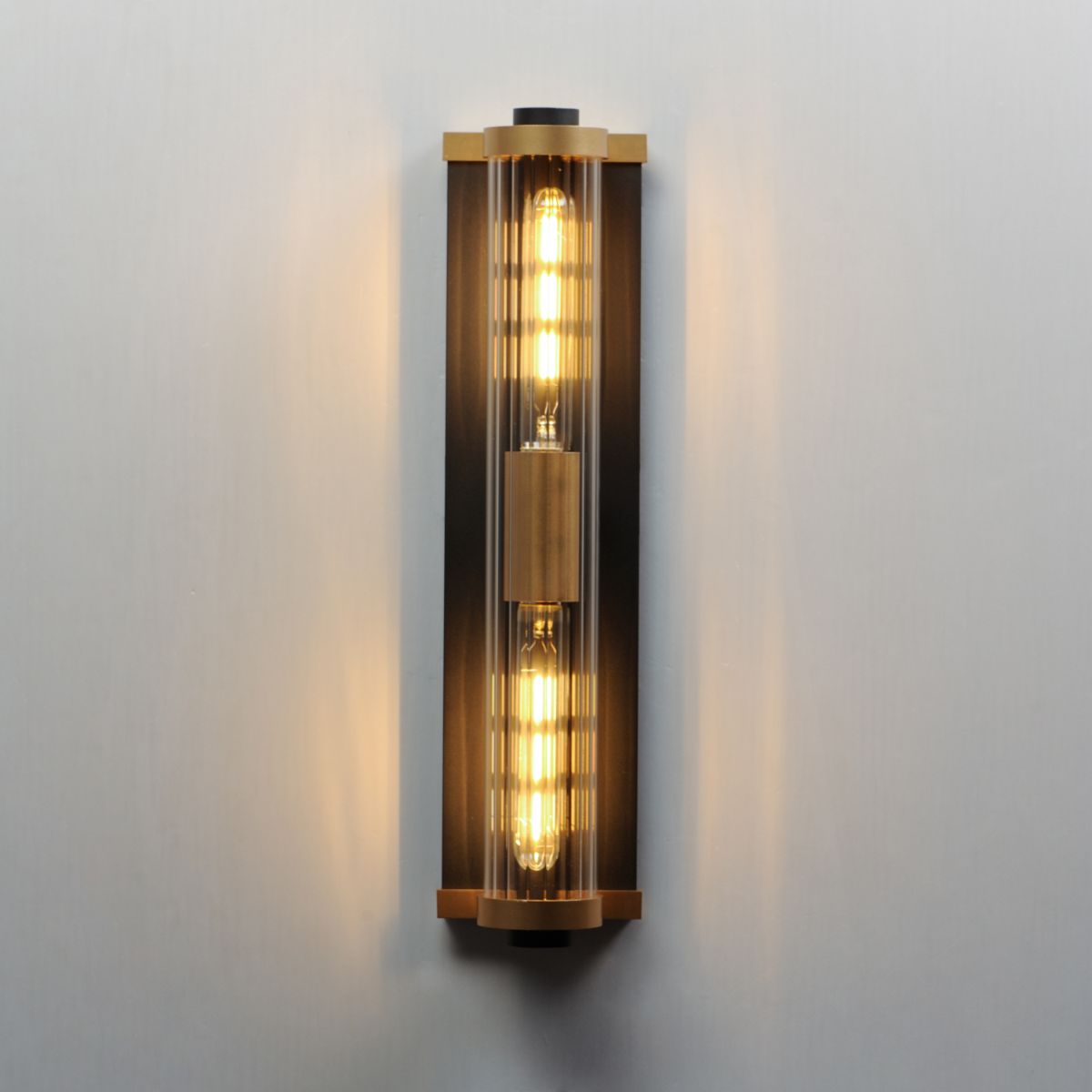Opulent 20 in. 2 Lights Outdoor Wall Sconce, Black|Antique Brass - Bees Lighting