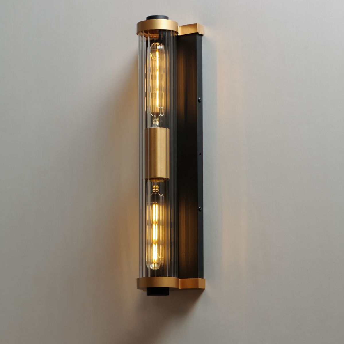 Opulent 20 in. 2 Lights Outdoor Wall Sconce, Black|Antique Brass - Bees Lighting