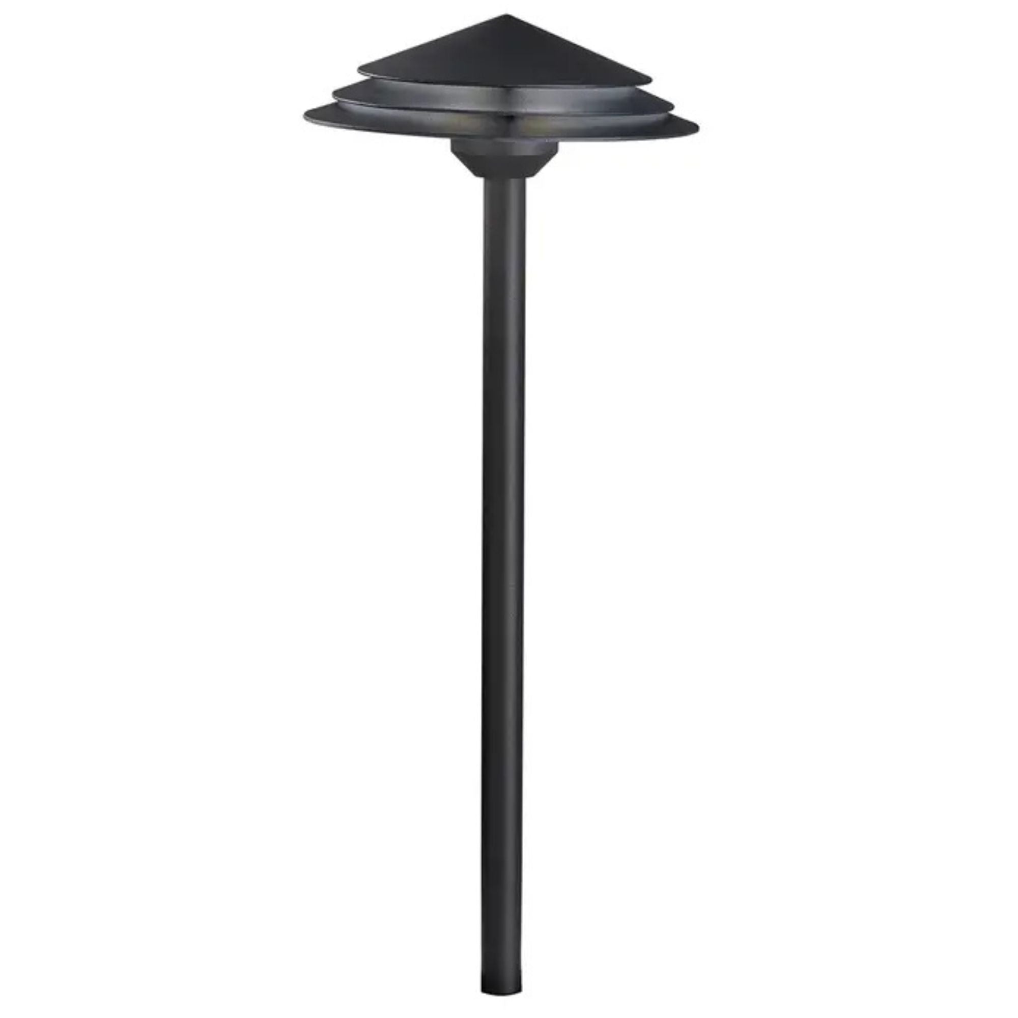 Round Tiered LED Path Light, 3000K, Textured Black