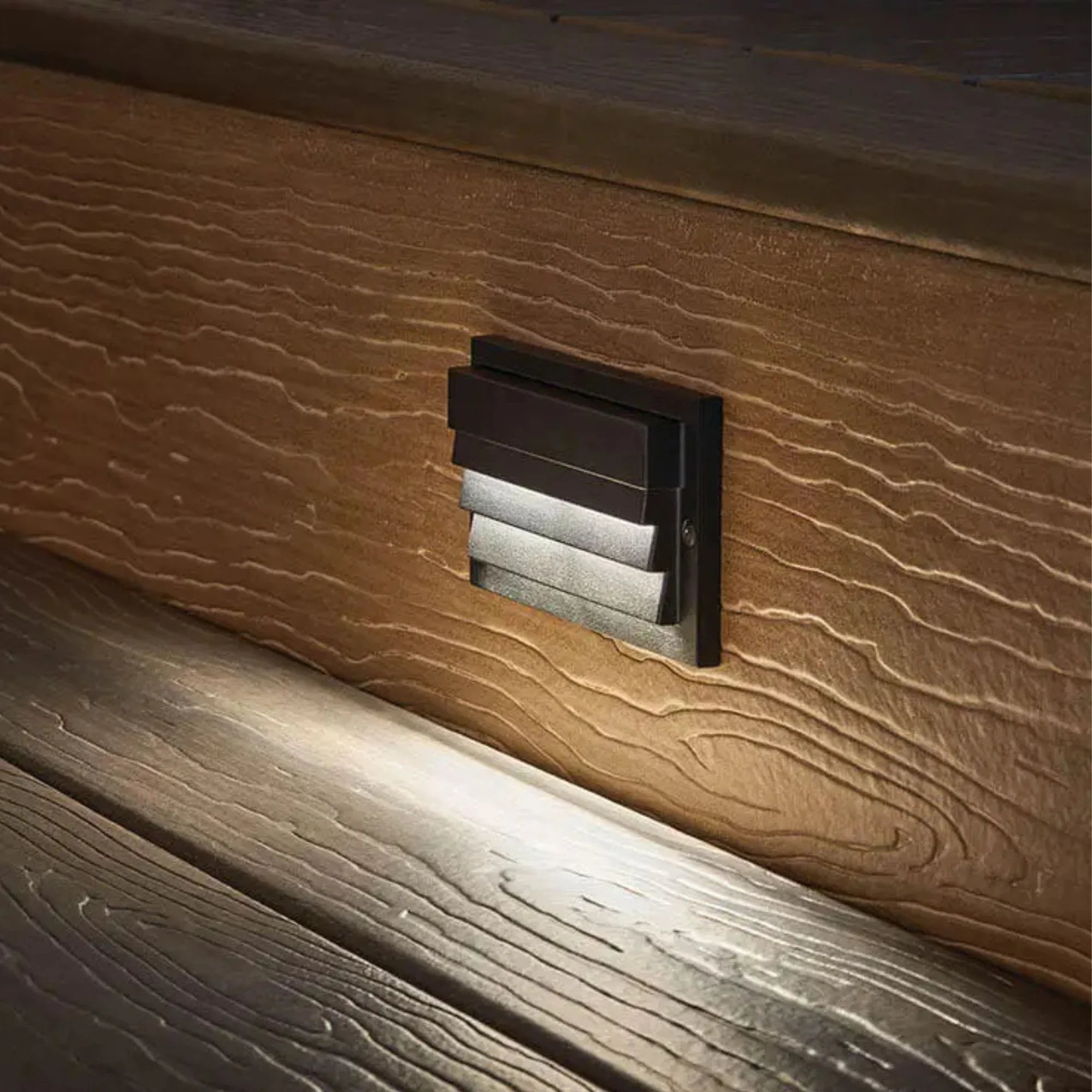 12V 6" LED Louvered Step Light 3000K Textured Architectural Bronze