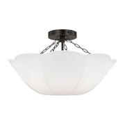 Stassi 19" 2-Light Medium Semi Flush Mount, Aged Iron Finish - Bees Lighting