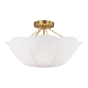 Stassi 19" 2-Light Medium Semi Flush Mount, Burnished Brass Finish - Bees Lighting