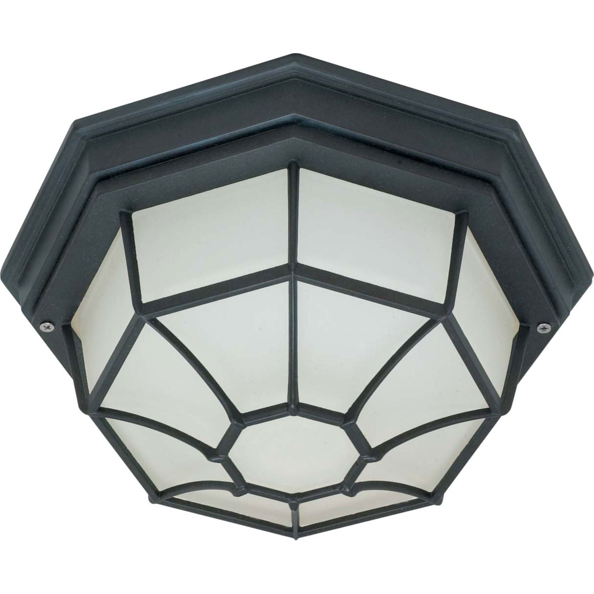11 In. Outdoor Spider Cage Flush Mount, Glass Lens - Bees Lighting